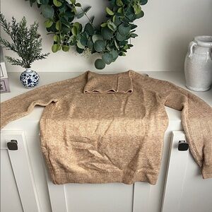LOFT Tan Cowl Neck Sweater